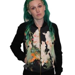 Floral Zip front Jacket
